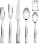 Hudson Essentials 89-PIECE Hammered 18/10 Stainless Steel Silverware Set For 12. Fixed Price $232.29.