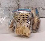 216 Pc Amscan Mini Wooden Cutlery Set Eco-friendly Spoons & Forks Tea Party. Fixed Price $13.99.