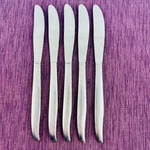 5 Vintage Linmark LNM1 Stainless Flatware Dinner Knives Japan. Fixed Price $8.87.
