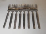 Lot Of 8 Ekco Eterna Hammered Stainless Salad Forks EKS2 Japan Textured. Fixed Price $15.44.