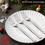 E-far 6PC Hammered Stainless Steel Dinner Forks Set 7.9" Mirror Polish. Fixed Price $20.00.