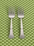 Michael Lloyd MLL3 Stainless Salad Forks Ribbed Glossy Flatware - 6 1/2". Fixed Price $13.95.