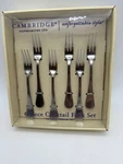 Cambridge Silversmiths 6-PIECE Cocktail Fork Set Stainless Steel New Box. Fixed Price $24.45.
