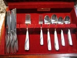 Cambridge Mercado Sand Stainless Steel 28-PIECE Flatware Set. Fixed Price $23.99.