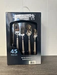 Henckels Joy 45-PC 18/10 Stainless Steel Flatware Set. Fixed Price $80.00.