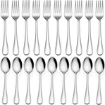 Lianyu 24-PIECE Forks And Spoons 12 Teaspoon + Dinner Fork, Silver. Fixed Price $30.69.