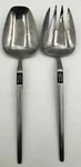 Amefa Stainless Salad Serving Fork Spoon Set Black Textured Design Japan AFS35. Fixed Price $29.95.