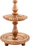 Mud Pie Mini Beaded Tiered Server, 12" X 8" Dia, Brown. Fixed Price $35.95.