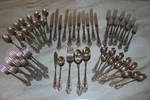 Wallace Antique Baroque 18/10 Stainless Flatware 59 Pieces Includes Serving Set. Fixed Price $140.21.