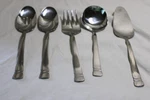 Oneida Sunnybrook 5 Piece Serving Set, Vegetable Spoons, Meat Fork, Server +. Fixed Price $40.00.