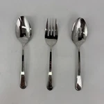 Gourmet Settings 3 Piece 18/10 Stainless Utensil 2 Serving Spoons Meat Fork. Fixed Price $20.25.