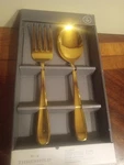 Gold Salad Serving Set Fork And Spoon Threshold Design Celeste Stainless.... Fixed Price $18.00.