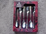 Royal Albert Old Country Roses 6 Ice Teaspoons Set 18/10 Stainless Steel New. Fixed Price $60.00.
