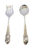 Royal Doulton Old Country Roses Silver Plated Large Serving Spoon And Fork. Fixed Price $29.99.