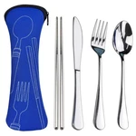 Lengnoyp Stainless Steel Travel Utensil Set W/ Case 5PCS Camping Cutlery. Fixed Price $8.99.