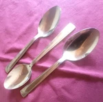 Pfaltzgraff Stainless Soup Spoons Mabel Pattern Flatware 7 1/2" Glossy #553011. Fixed Price $8.99.