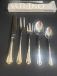 Vintage Oneida Julliard 5 Piece Place Setting W/golden Accents Stainless Nib. Fixed Price $49.95.