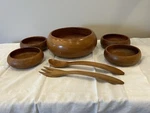 Winsome Fine Teak Wooden Serving & Salad Bowls Plus Servers 7 Pc Set Mcm Retro. Fixed Price $28.00.