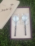 Table Art Bamboo Design Pewter Serving Set Fork And Spoon New Michael Michaud. Fixed Price $42.00.