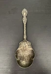 Wallace Silverplate Serving Spoon 1835 Floral Pattern 9.25" X 3". Fixed Price $15.00.