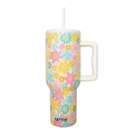 Spring Retro Flowers Insulated Stainless Steel 38 Oz Tumbler With Handle. Fixed Price $38.00.