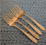 Lot Of 4 Stanley Roberts Golden SRB180 Floral Bouquet Dinner Forks Unmarked. Fixed Price $24.64.
