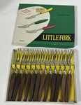 Vtg Rostfrei Cocktail Hors D'oeuvre Little Forks Teak Handles New Old Stock. Fixed Price $8.00.