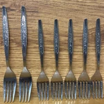 2 Interpur INR7 Single Rose Stainless Dinner Forks + 5 Salad Flatware Japan. Fixed Price $22.00.
