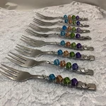 Wild Eye Designs Stainless Steel Beaded Dessert Appetizer Forks 8 Pc Boho. Fixed Price $23.50.