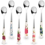6PCS Coffee Spoons Set 6.1" Sugar With Printed Floral Multicolor. Fixed Price $14.20.