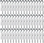 100 Pieces Forks And Spoons Silverware Set Stainless Steel Flatware. Fixed Price $48.60.