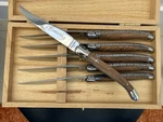 Laguiole Classic French Style Steak Knives Olive Wood Set Of 6 In Box Balad. Fixed Price $85.00.