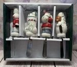 Pfaltzgraff Winterberry Christmas Holiday Snowman Santa Spreader Set Nib. Fixed Price $6.36.