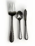 Oneida Madrid Stainless Flatware 3 Pc Master Butter Knife, Meat Fork Sugar Spoon. Fixed Price $29.99.