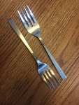 Japan Continental Stainless Satin Handle CSS21 Blk Texture Salad Forks 6 3/8". Fixed Price $9.74.