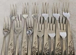 12 Vintage Ekco Silver Eterna EKS23 Stainless Flatware Taiwan Cocktail Fork Rose. Fixed Price $28.34.