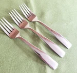 Cooks Stainless 3 Salad Fork Capri Pattern 6" Plain Glossy Oar Handle. Fixed Price $9.99.