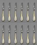 Oneida Stainless Flatware Golden Aquarius Dessert Knives - Set Of Twelve Nos Usa. Fixed Price $79.99.