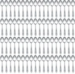 Nuogo 100 Pieces Dinner Spoons Set 6.69 Inches Silverware Bulk. Fixed Price $26.05.