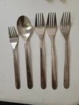 5PC Contemporary Ikea 224 58 Stainless Dinner Forks, Salad Oval Soup Spoon. Fixed Price $17.99.