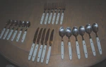 Annova Inox Stainless Flatware Retro Light Gray Riveted Handles 23 Piece Set. Fixed Price $26.95.