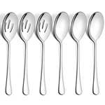 Lianyu 6 Pack Serving Spoons Set, Stainless Steel Slotted Large, Silver. Fixed Price $21.46.
