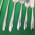 Oneida OHS49 Floral Swirl Daisy Stainless & Chrome Fork Spoon Lot Of 6 Pieces. Fixed Price $25.00.