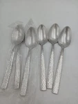 Fortessa Stainless Steel Spoons Set Of 6 Silver Hammered Handle Flatware. Fixed Price $44.99.