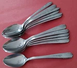 12 Silco INS206 Stainless Teaspoons 1/8" Usa Freeship International Floral. Fixed Price $25.00.