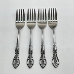 United Silver Salad Fork Stainless Flatware Pierced Floral Tip Japan 4PC Set. Fixed Price $29.55.