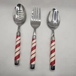 Pfaltzgraff Stainless Steel Flatware Serving Spoon Fork Set 3 Christmas Candy.... Fixed Price $75.00.
