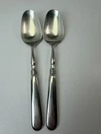 Two Set 2 Satin Stainless Soup Spoon Yamazaki Old Denmark Japan 7.5". Fixed Price $28.49.