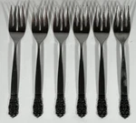 Japan Northland Pc Stainless Salad Forks Oneida 6.25" Black Scrolls OHS75. Fixed Price $9.87.