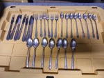 Crown Radiance Lot Of 28 Silverplate Silverware Iced Tea Spoons Knives Forks. Fixed Price $55.20.